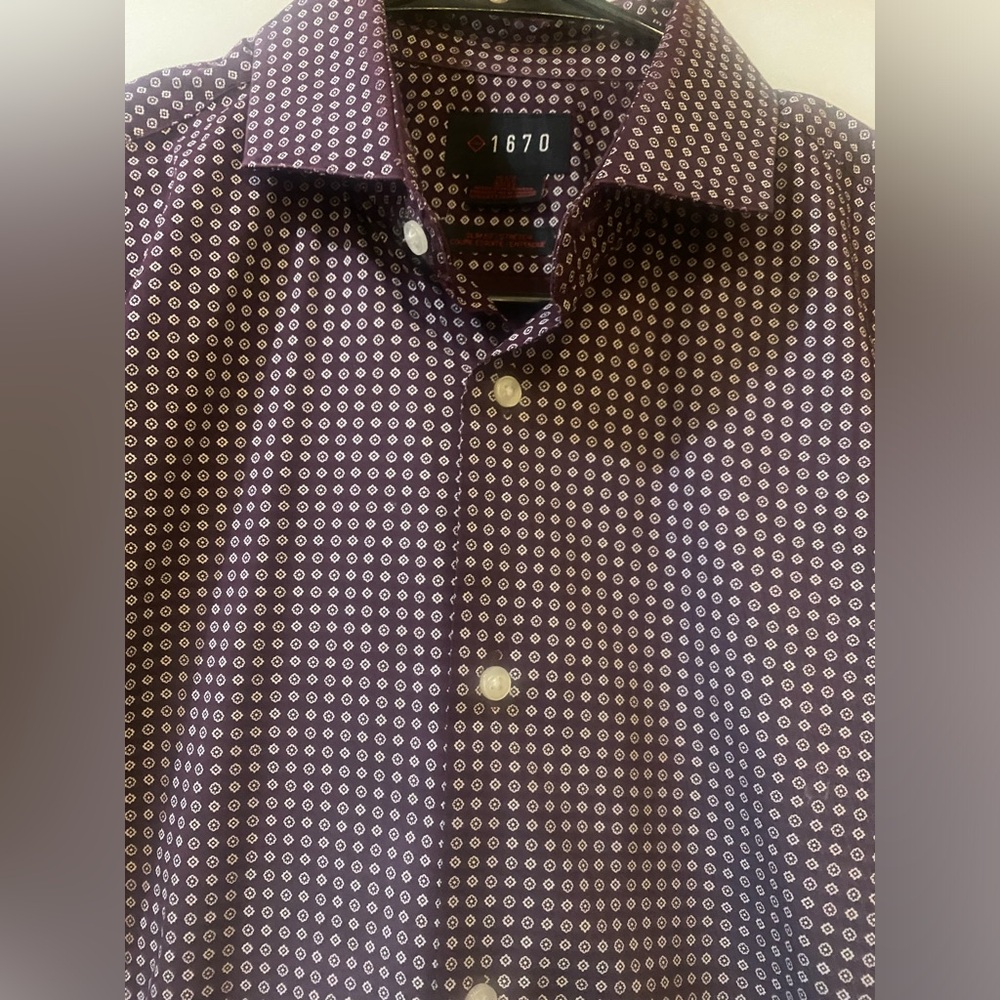 1670 Men's Purple Geometric Button-Down Shirt